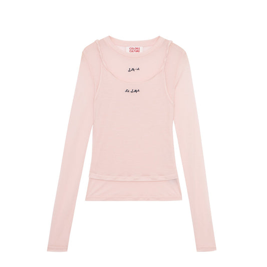 ColorsCulture THE LONG SLEEVE LAYER TANK - PINK