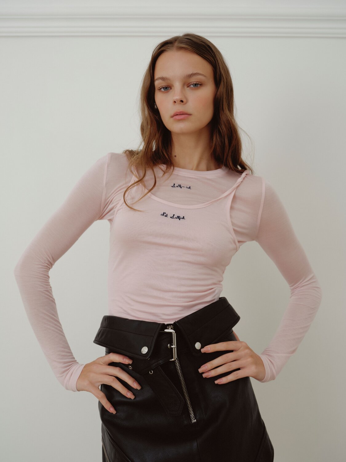 ColorsCulture THE LONG SLEEVE LAYER TANK - PINK