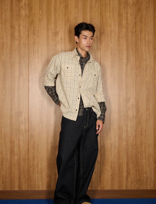 DTC-SHIRT-BEIGE PLAID