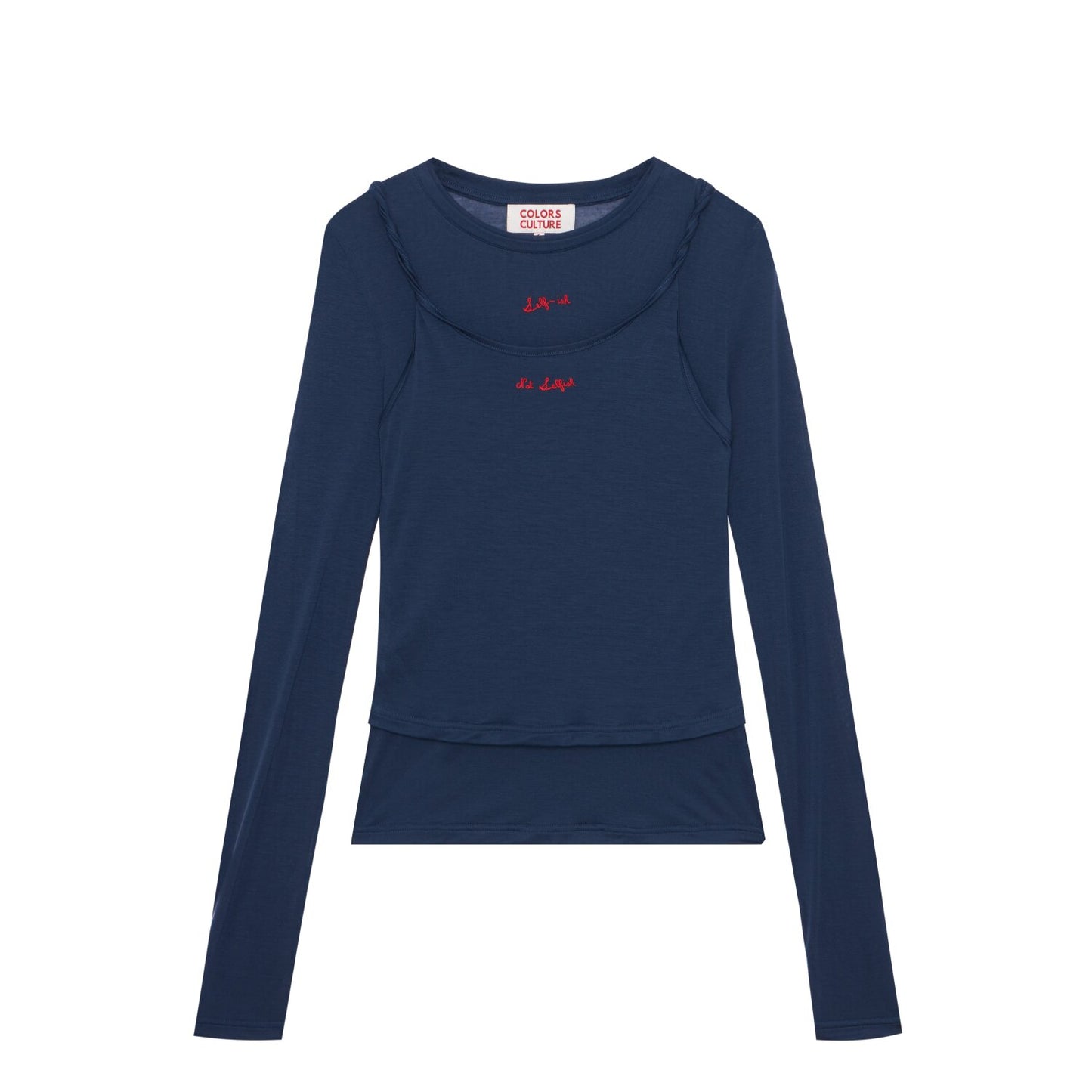 ColorsCulture THE LONG SLEEVE LAYER TANK - NAVY