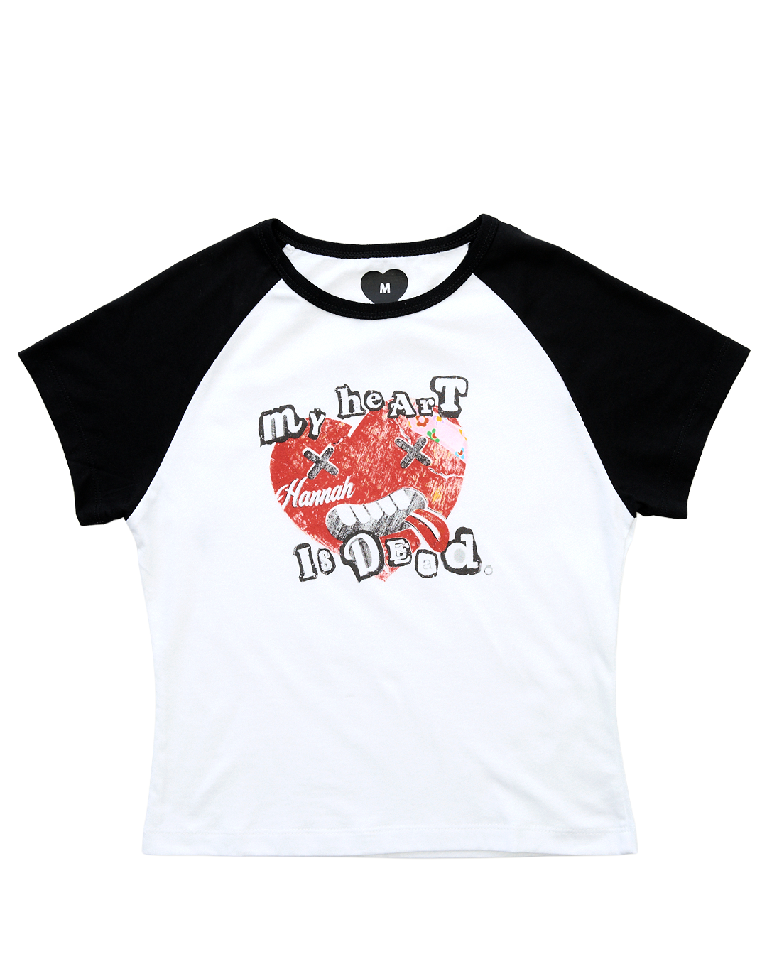 HANNAH Broken Heart Short Sleeve Raglan Baby Tee