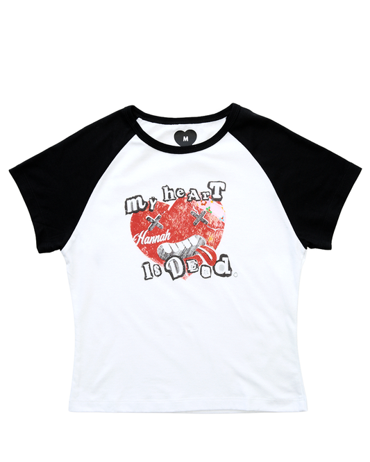 HANNAH Broken Heart Short Sleeve Raglan Baby Tee