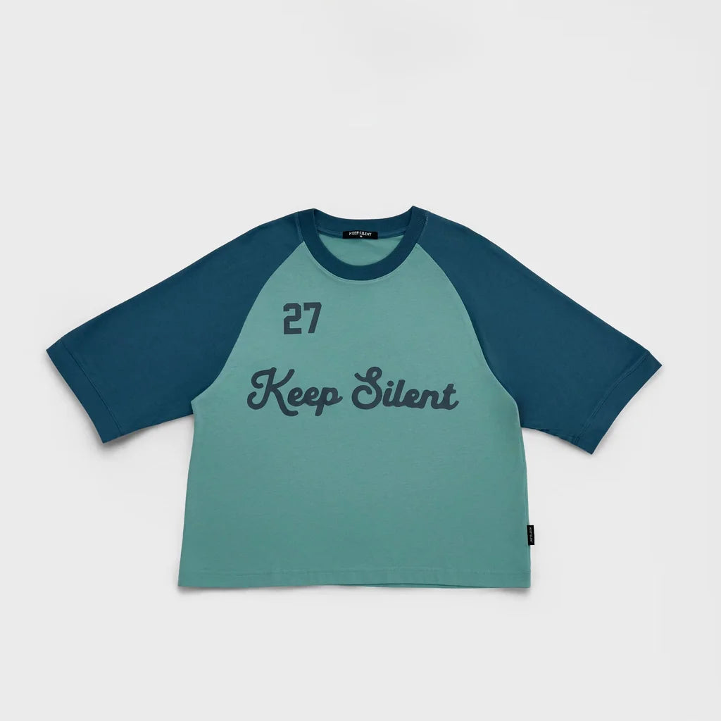 KEEP:SILENT FEATHER OVERSIZED CROP RAGLAN TEE S