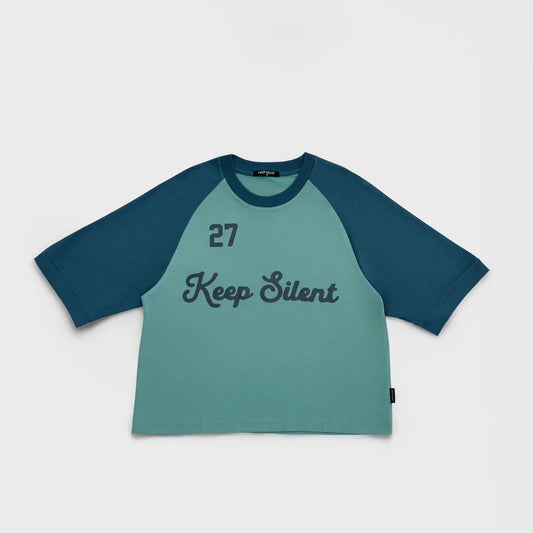 KEEP:SILENT FEATHER OVERSIZED CROP RAGLAN TEE S