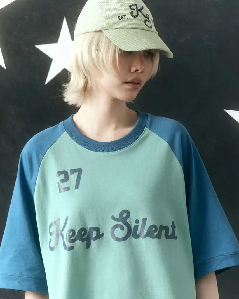 KEEP:SILENT FEATHER OVERSIZED CROP RAGLAN TEE S