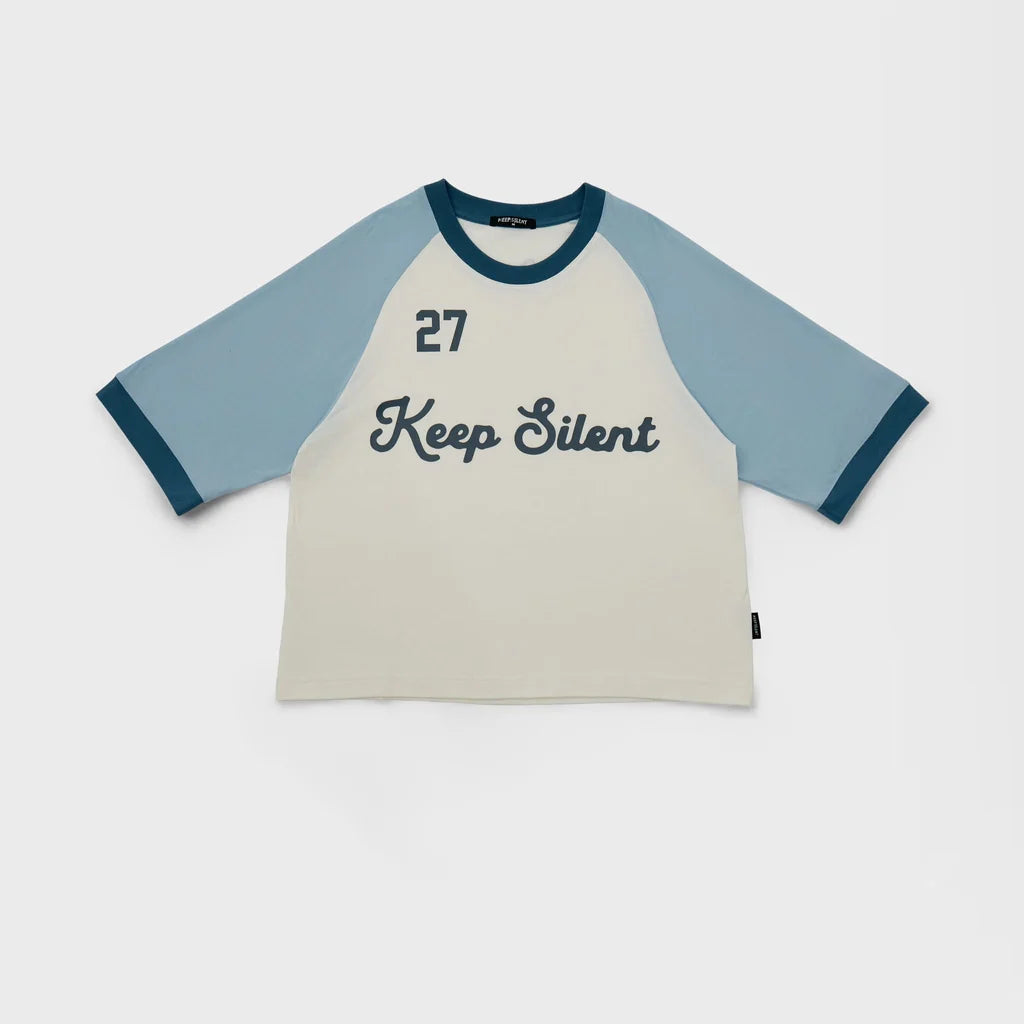 KEEP:SILENT BU OVERSIZED CROP RAGLAN TEE S
